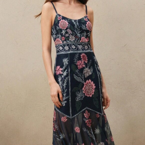 Floral mesh semi-sheer dress - Picture 3 of 7